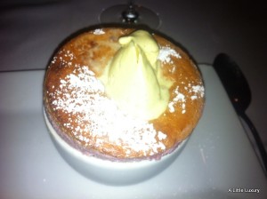 Raspberry Souffle with Yoghurt at Edmunds Restaurant