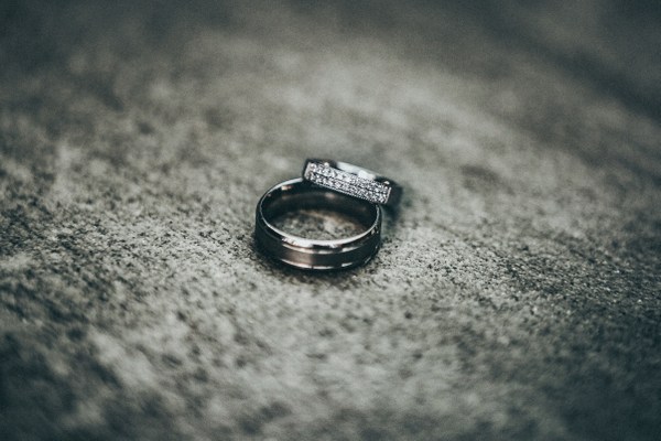 silver rings on grey stone